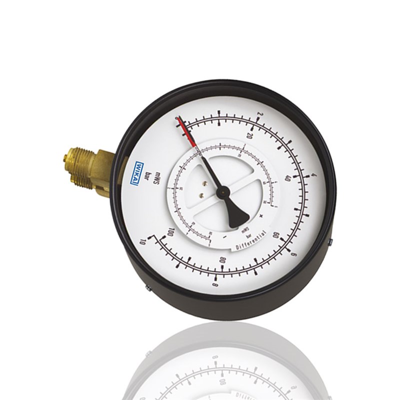 WIKA双头微差压表径向立装压差计威卡黑色YEC-100 10BAR 100mWS - 图1