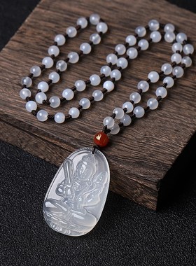天然冰种白玉髓本命佛吊坠男女款12生肖八大守护神项链龙年吉祥物