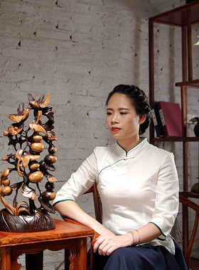 黑送木雕五福临门葫芦摆件实乔家居客厅装饰木迁新居檀礼品