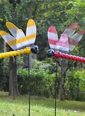 庭院花园装饰仿真动物铁艺蜻蜓插件公园草坪摆件户外园林景观雕塑