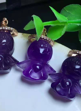 紫晶天使吊坠生日礼物轻奢项链银锁骨链合成紫水晶吊坠送女朋友