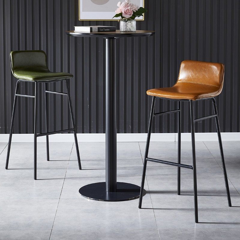 简约现代家用吧台椅网红轻奢前台椅酒吧椅子靠背皮革铁艺椅高脚凳,淘宝优惠券,粉丝福利购,淘宝优惠卷