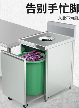 不锈钢收残台车商用收食台厨房余餐盘餐厅食堂残食垃圾泔水回收车