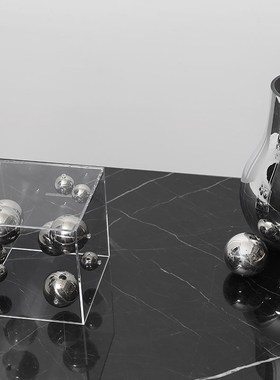 密度家居现简约亚克力金属装饰结构球几何摆件样板间透明展示罩