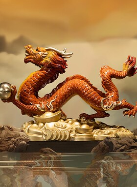 朱炳仁铜 钱龙进宝龙年摆件桌面客厅玄关家居装饰开业礼品