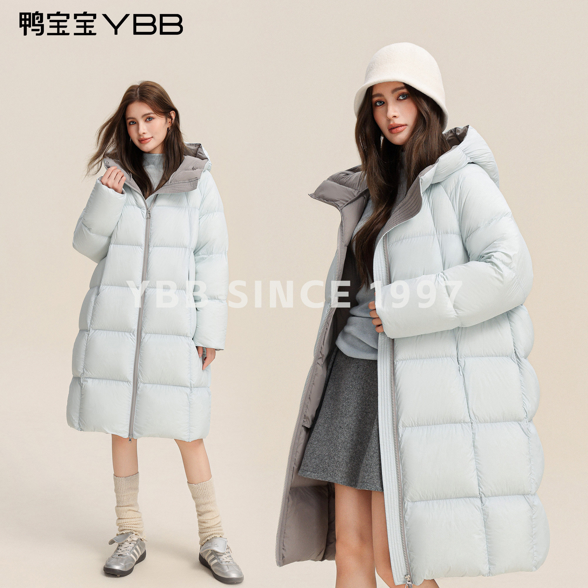 【面包泡芙】鸭宝宝新款羽绒服女2025冬季长款连帽过膝保暖厚外套,淘宝优惠券,粉丝福利购,淘宝优惠卷