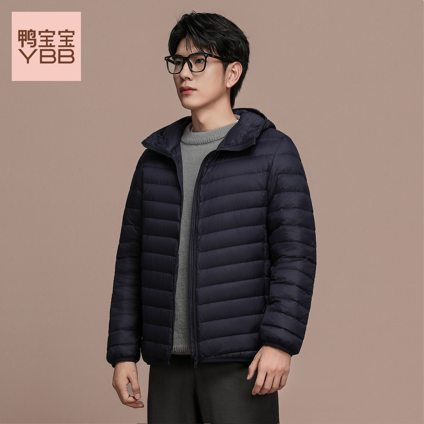 YBB鸭宝宝2026秋冬男连帽轻薄羽绒服