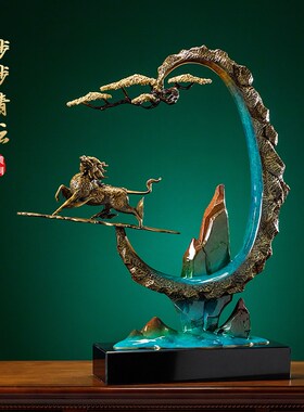 锦绣山河高厅黄铜大摆件端式客中公司玄关别墅装饰品