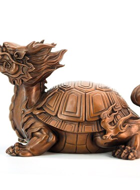 铜德堂 紫铜龙龟摆件神下客厅家居桌面装饰祝寿送礼