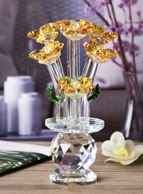 高档粉紫黄花摆件家居客厅柜台装饰创意礼物摆件