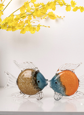 创意琉璃玻璃鱼摆件家居饰品电视柜玄关客厅儿童房装饰品乔迁礼物