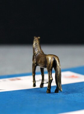 铜马小摆件实心黄铜微雕生肖马小马骏马铜艺铜手把件仿古铜器古玩