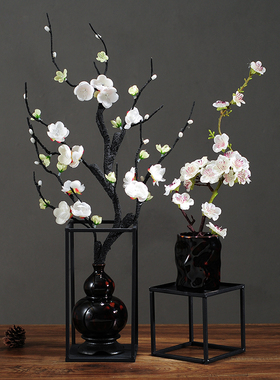 葫芦新中式花瓶摆件复古装饰品软装陶瓷小摆设家居客厅插花