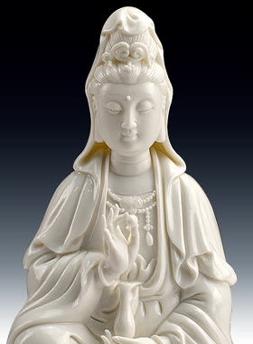 戴玉堂陶瓷坐莲观音德化瓷白瓷南海观世音家用像摆件