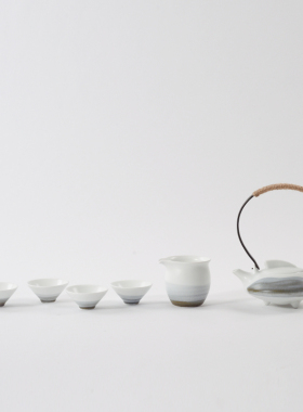 新中式白色釉功夫茶具套装摆件茶壶茶杯茶盘酒店别墅软装饰品