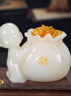 石诚记高档客厅摆件聚宝盆天然玉石前台装饰品创意开业礼品