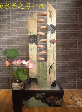 荷韵鸳鸯中式仿古工艺品假山流水喷泉盆景观家居装饰流水鸳鸯戏水