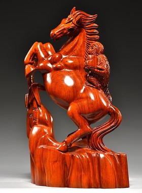 实木雕刻马上封侯生肖猴子摆件红木实木工艺品家居吉祥物红木装饰