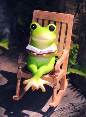 创意小摇椅摆件庭院阳台造景办公桌面树脂动物摆设