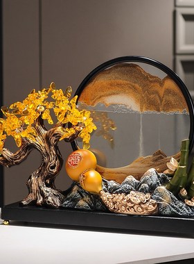 招财葫芦发财树流沙画摆件家居客厅玄关装饰品办公室乔迁开业礼物