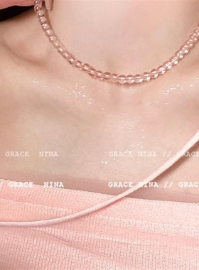 粉黛星河~粉嫩冰透感串珠项链女小众温柔甜美锁骨链轻奢气质颈链