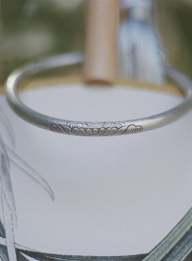 芍药  银奶奶老式手镯环手工复古文艺清新哑光开口送妈妈女友刻字