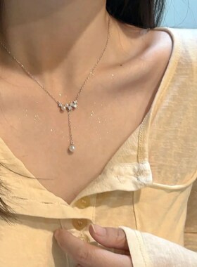 流苏珍珠项链女纯银999轻奢小众高级颈链2024新款爆款母亲节礼物