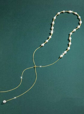 珍珠项链小众设计感抽拉式2023新款女锁骨链法式复古赫本风锁骨链