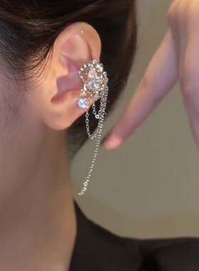 金属锆石不规则长款流苏耳环女小众设计感褶皱液化锆石水滴耳饰女