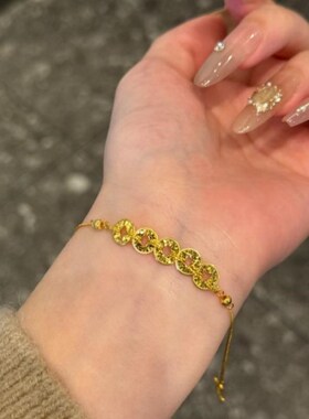 五帝币手链轻奢小众精致新款手串爆闪碎冰冰手饰送女朋友新年礼物