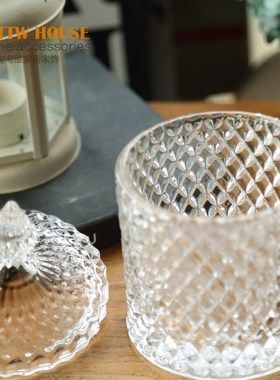 大号带盖透明玻璃糖罐储物罐创意摆件厨房罐欧式糖缸带盖果盘