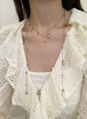 小众多层叠戴铃兰花颈链女长款缠绕设计高级感项链气质百搭链条潮
