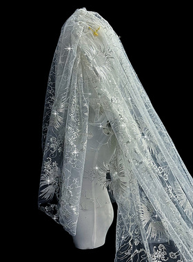 新娘结婚主婚纱头纱酒店婚礼长款拖尾求婚星空闪闪喷金头纱头饰