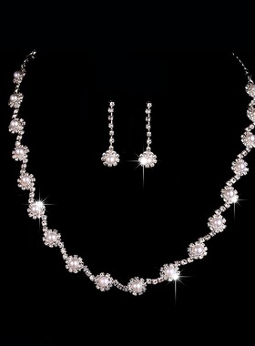 爪链新款 新娘项链耳环伴娘婚纱结婚微镶人造锆石时尚饰品配饰459