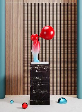 软装吹泡泡气球人物酒店雕塑摆件定制橱窗轻奢落地球摆饰