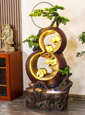 新中式流水喷泉招财葫芦水景摆件加湿器客厅店铺装饰工艺开业礼品