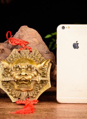 狮咬剑挂件铜兽头睚眦玄关中式大门装饰摆件