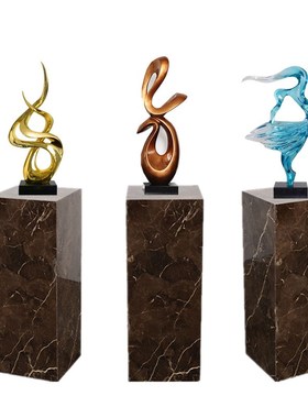 定制白色加黑色大理石展示台酒店装饰品艺术雕塑摆件底座玄关摆台