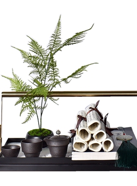 盘中式几属提篮托新分格盒铁艺摆件样板房间客厅茶金提盒软装饰品