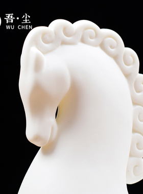 德化白瓷创意客厅家居唐马摆件可爱动物开业送礼装饰