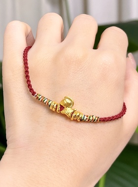 足金999 小马手绳 红绳 马上有钱 修饰款式