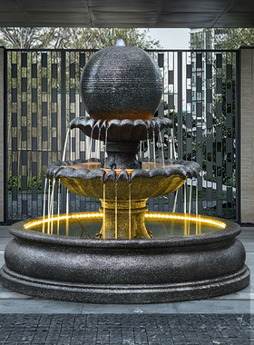 家家水美欧式球型流水喷泉摆件酒店客厅落地鱼池景观转运招财装饰