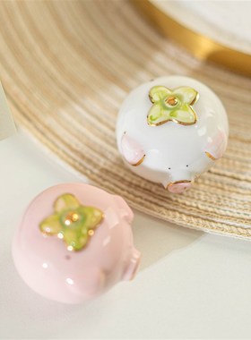 猪柿顺利寓意可爱猪猪摆件日式汽车摆件家居装饰品情侣礼物