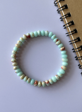 女士天然寿山石手串清新甜美小众原创设计蓝色迷你小珠子单圈手链