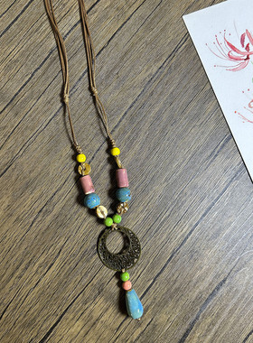 毛衣链秋冬高档大气精致百搭长款小众不掉色陶瓷项链高级轻奢吊坠