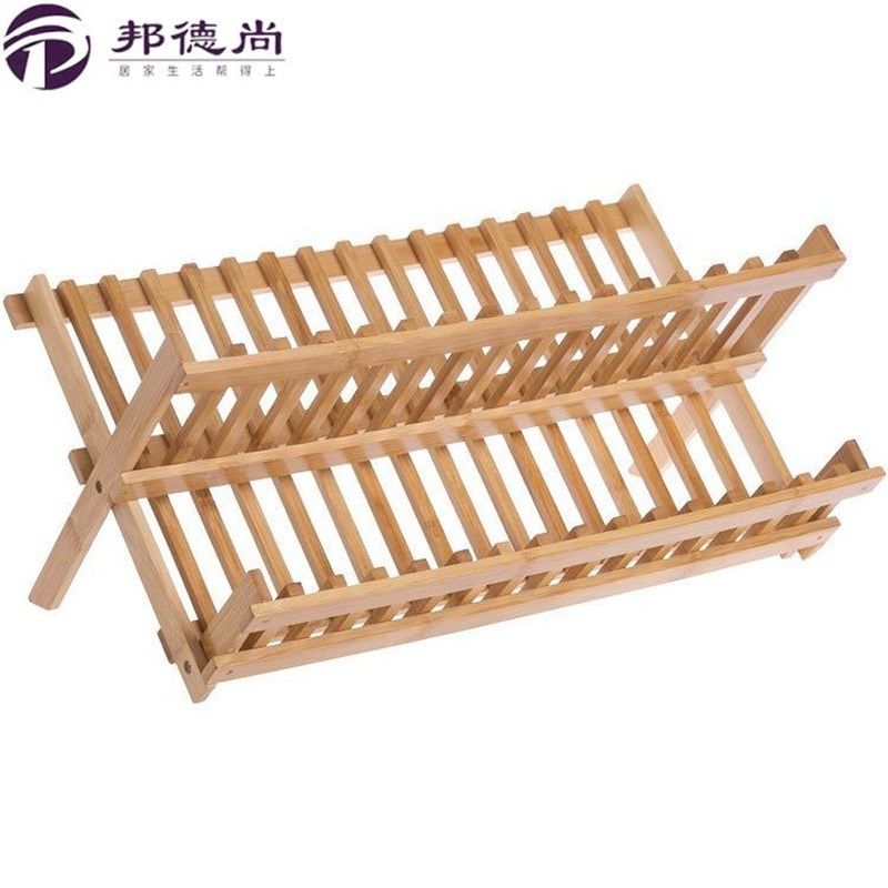 放碗架子餐具架双层厨房沥水碗架楠竹碗碟架收纳可折叠沥碗,淘宝优惠券,粉丝福利购,淘宝优惠卷