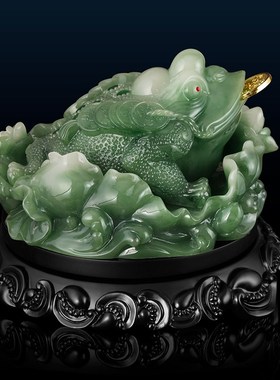 金蟾招财摆件三足树脂绿色蟾蜍大号吧台客厅装饰品开业礼物