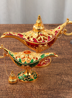 阿拉丁神灯水杯许愿灯水壶轻奢金色花纹茶壶宫廷晚宴装饰摆件杯子