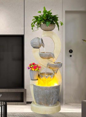 八方来财流水摆件客厅室内装饰品落地喷泉景观循环水来运转加湿器