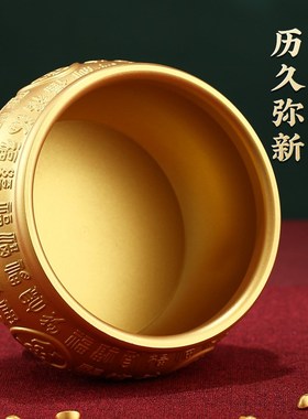 黄铜聚宝盆摆件招财聚财生财财神爷客厅位办公室店铺黄铜米缸